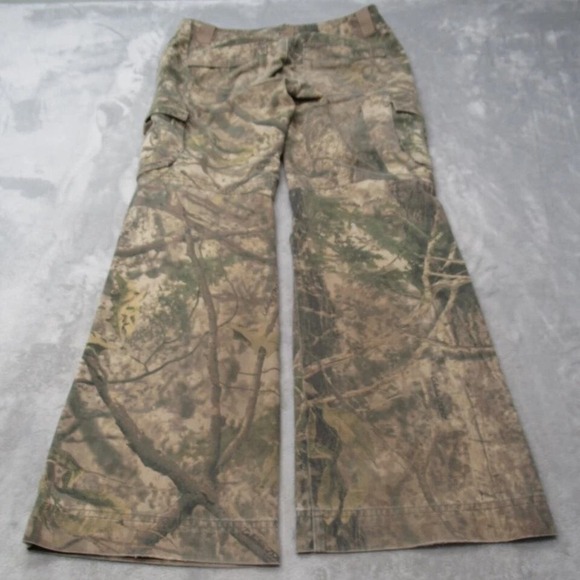 Cabelas Camo Pants Womens 6 Belted Cargo‎ Duck Hunting Woodland Bootcut 32x30 - Picture 5 of 15